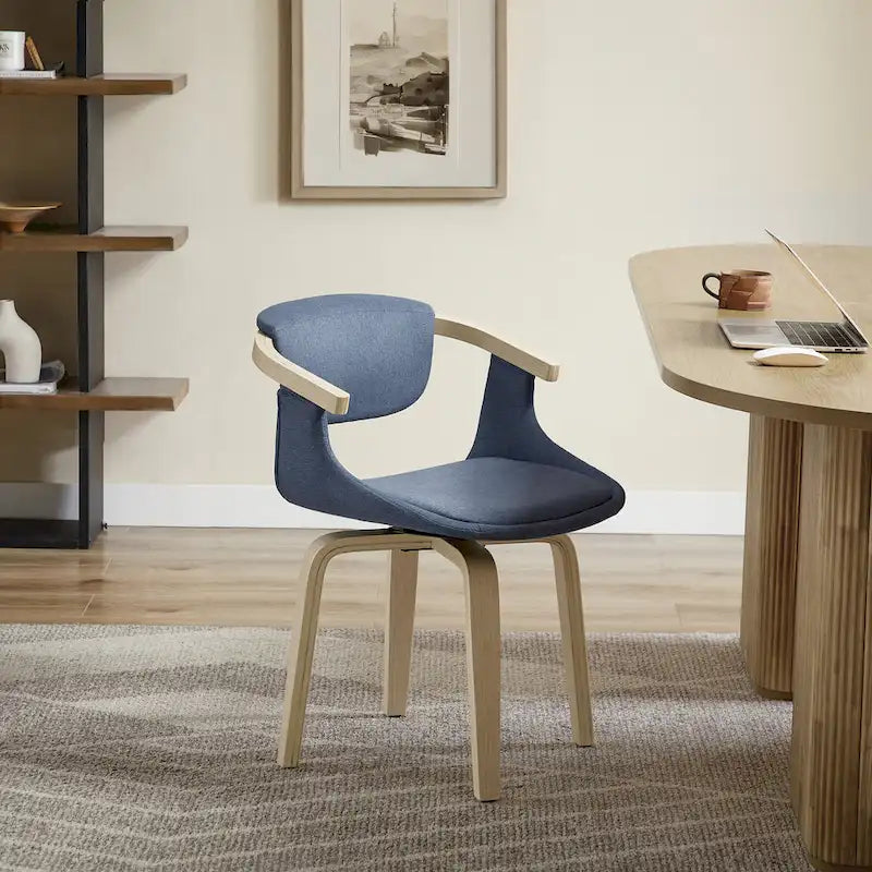 Fauteuil pivotant rembourré en bois