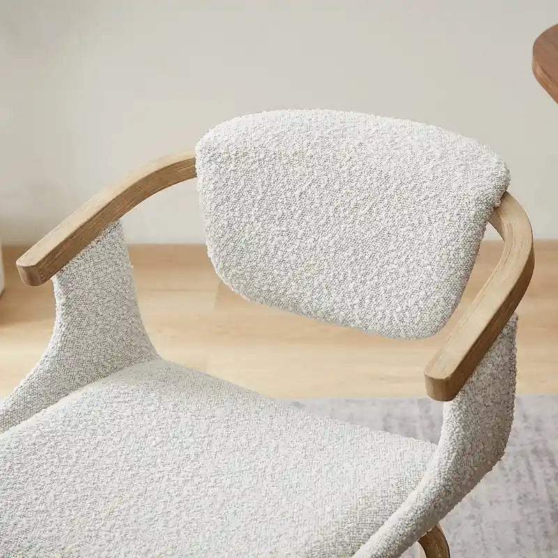 Fauteuil pivotant rembourré en bois
