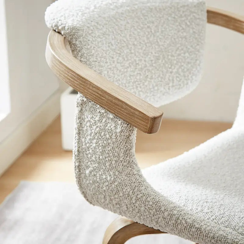 Fauteuil pivotant rembourré en bois