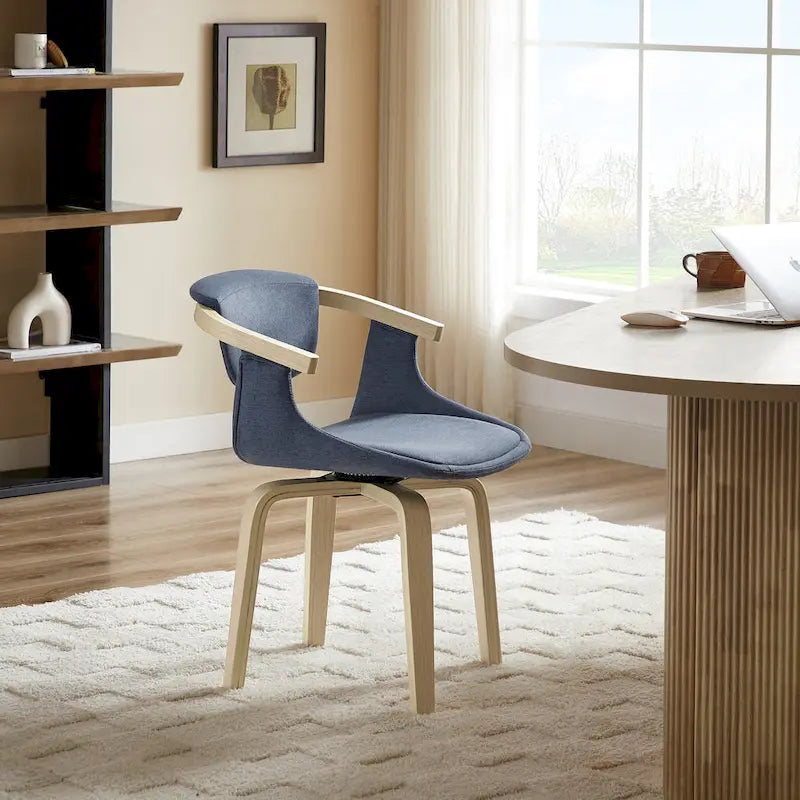 Fauteuil pivotant rembourré en bois