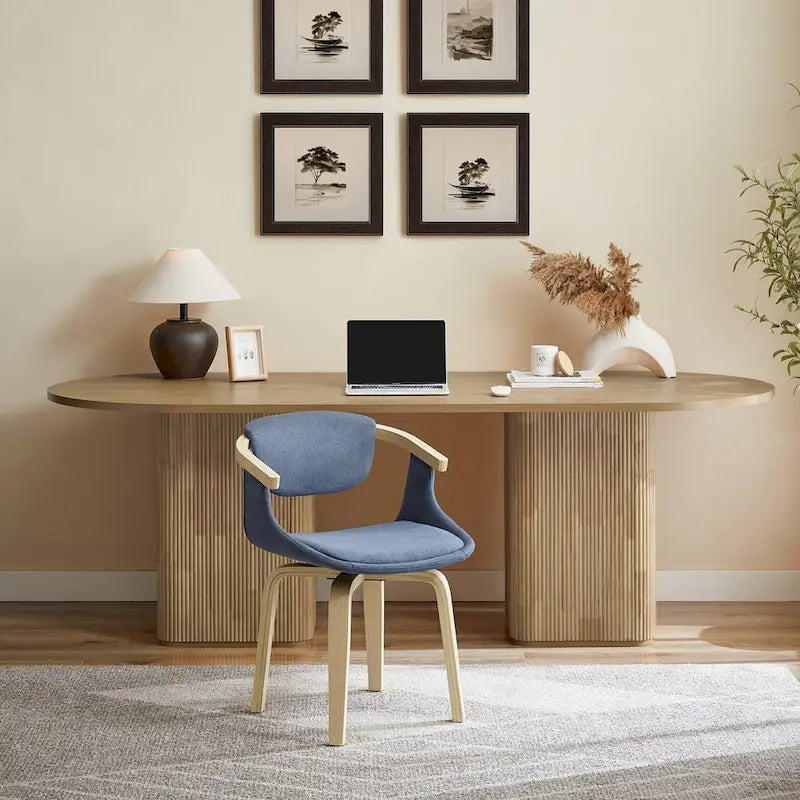 Fauteuil pivotant rembourré en bois