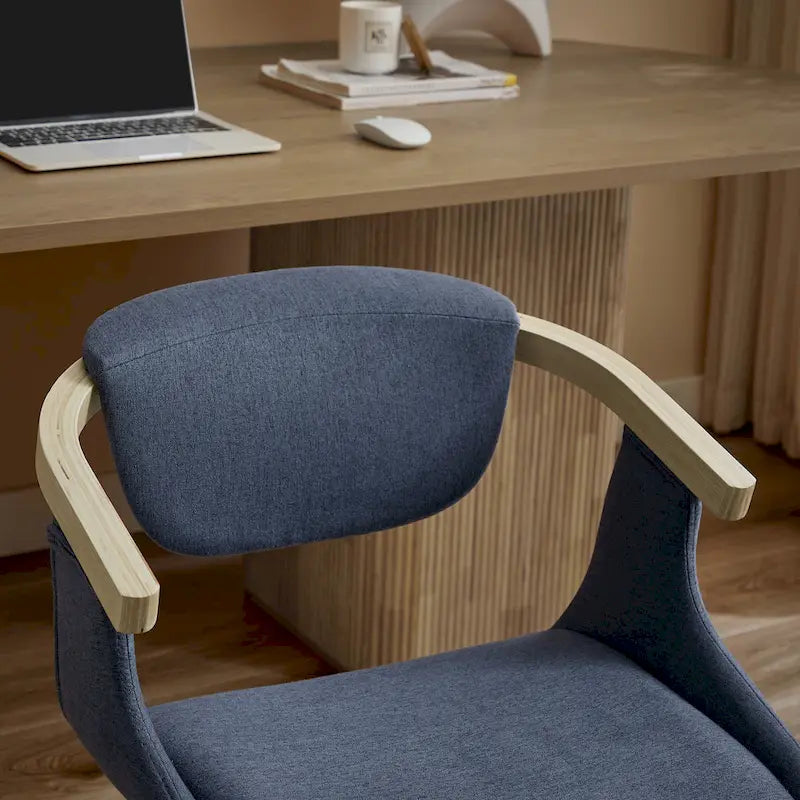Fauteuil pivotant rembourré en bois
