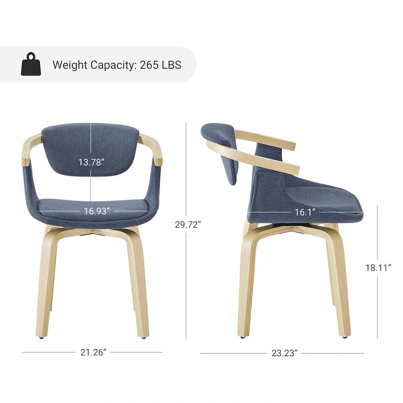 Fauteuil pivotant rembourré en bois
