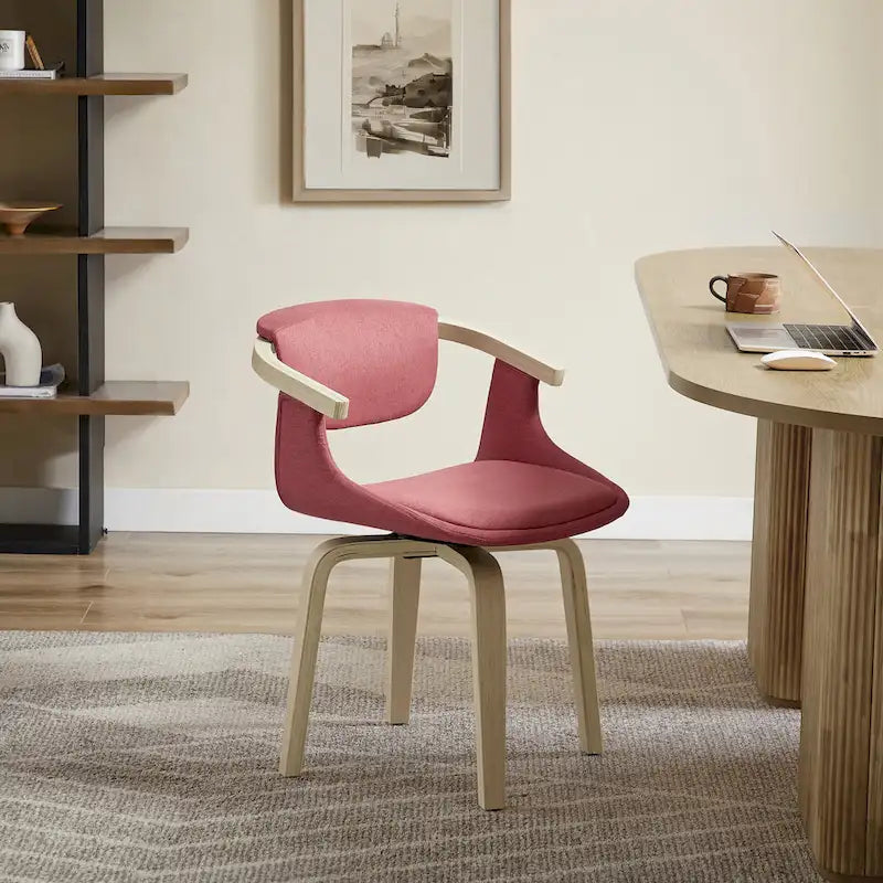 Fauteuil pivotant rembourré en bois