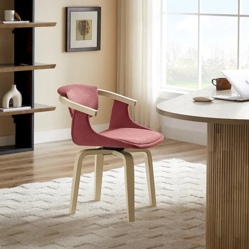 Fauteuil pivotant rembourré en bois
