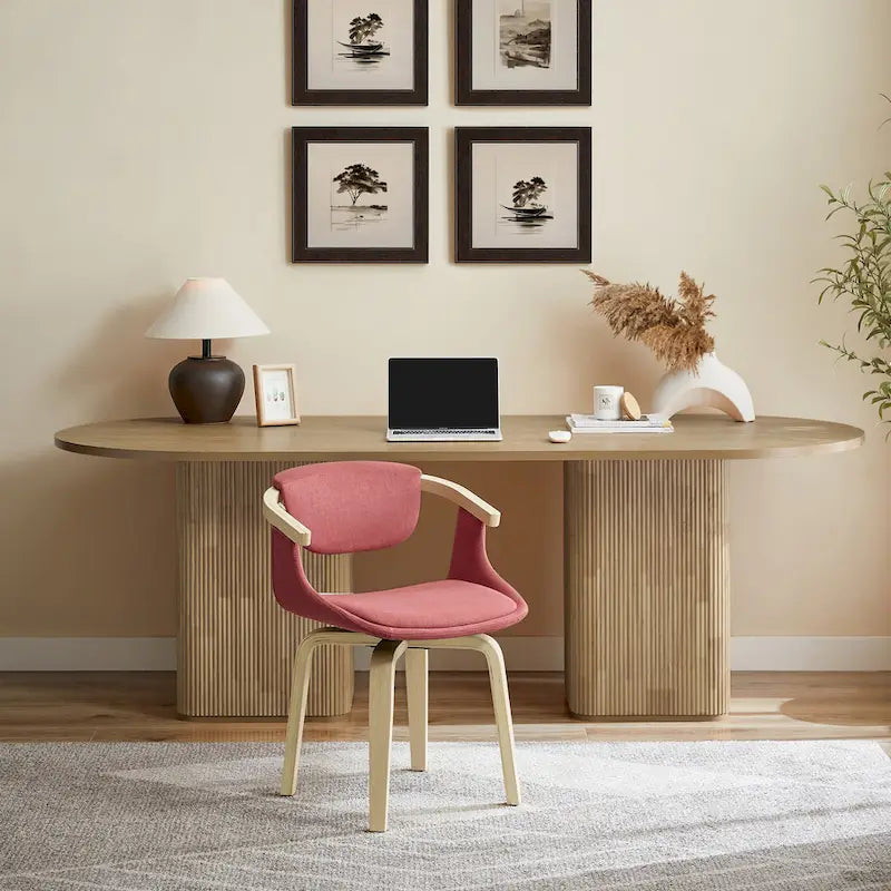 Fauteuil pivotant rembourré en bois