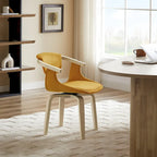 Fauteuil pivotant rembourré en bois