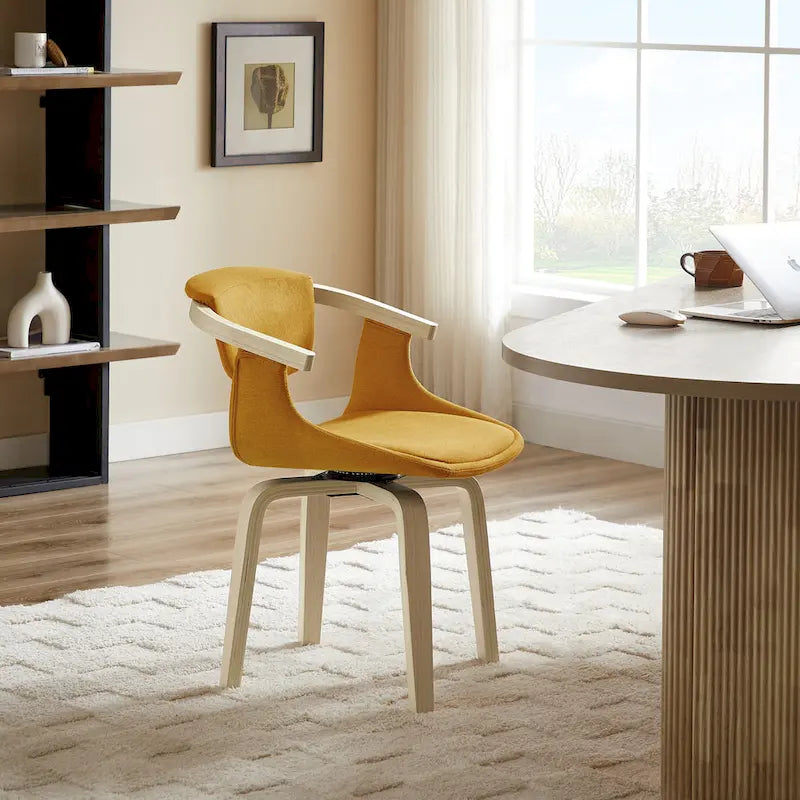Fauteuil pivotant rembourré en bois