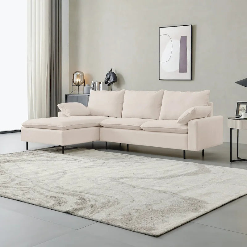 L-Shaped Upholstered Sectional Sofa with Chaise