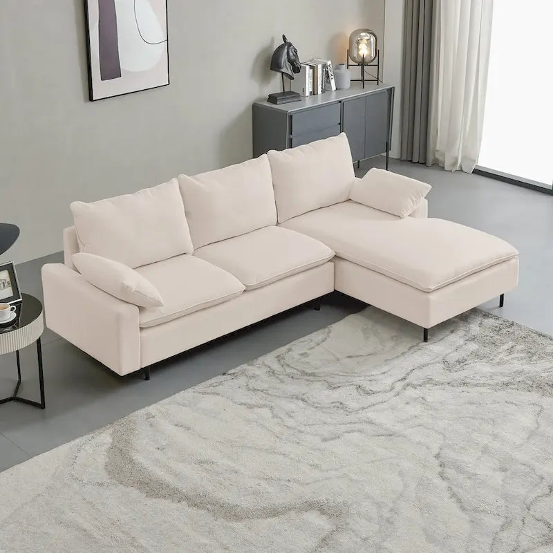 Canapé d'angle en tissu avec méridienne