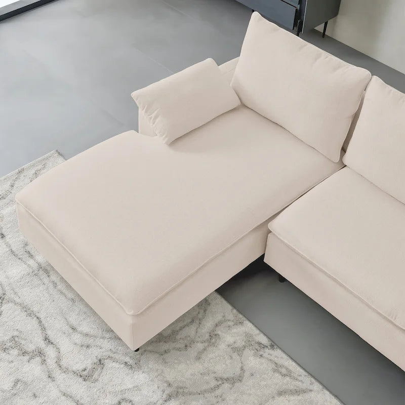 Canapé d'angle en tissu avec méridienne