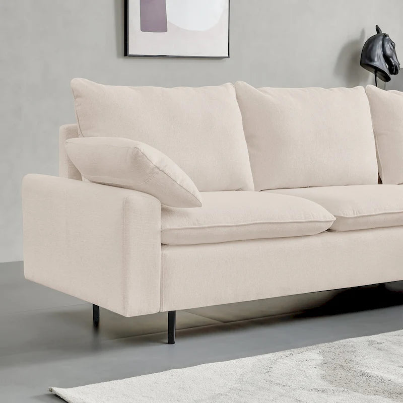 Canapé d'angle en tissu avec méridienne