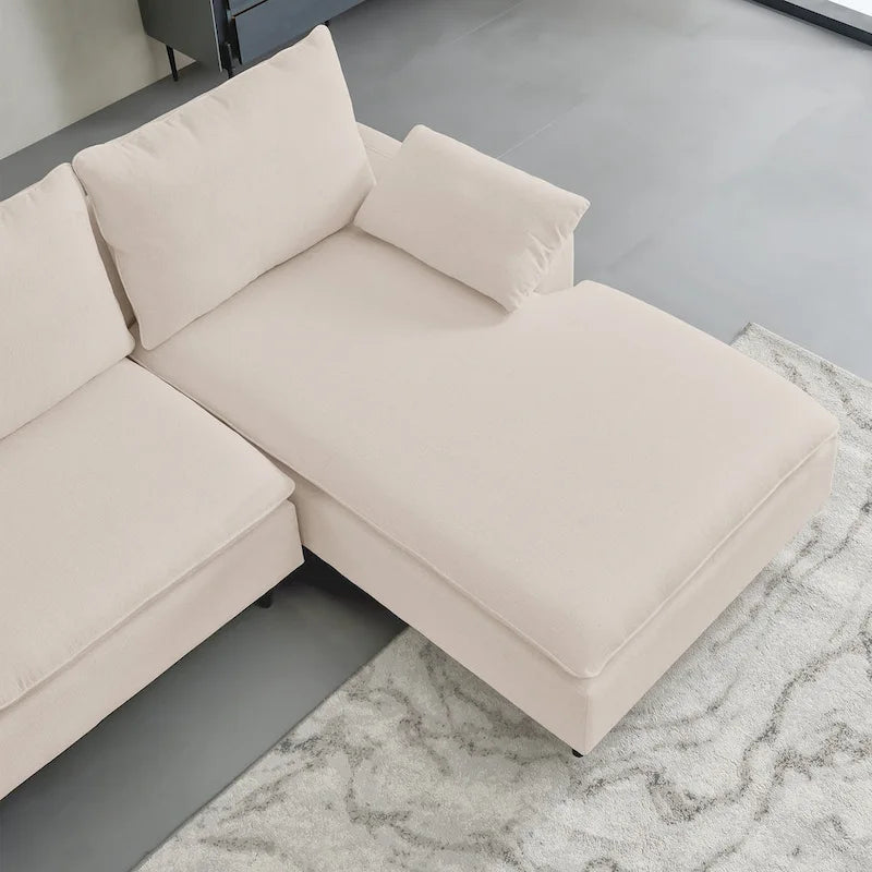 Canapé d'angle en tissu avec méridienne