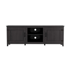 Meuble TV Mieres pour téléviseur de 75 pouces, Centre de divertissement avec deux portes et 4 compartiments de rangement ouverts, Meuble multimédia