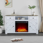 Meuble TV de ferme avec cheminée pour téléviseur jusqu'à 65 pouces - 60 po L x 33 po H x 15,5 po P