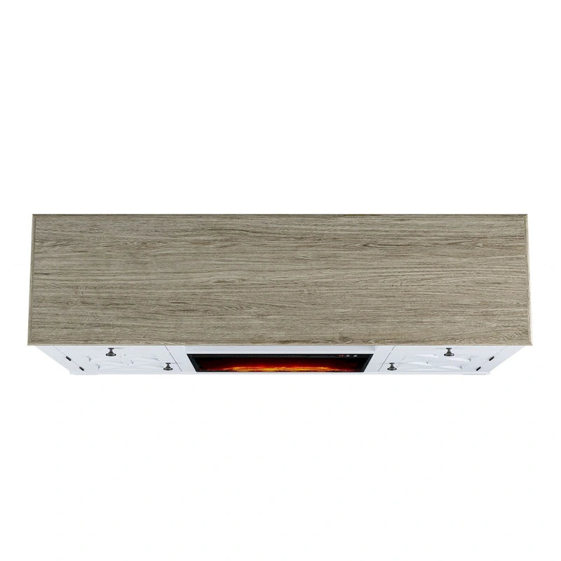 Meuble TV de ferme avec cheminée pour téléviseur jusqu'à 65 pouces - 60 po L x 33 po H x 15,5 po P