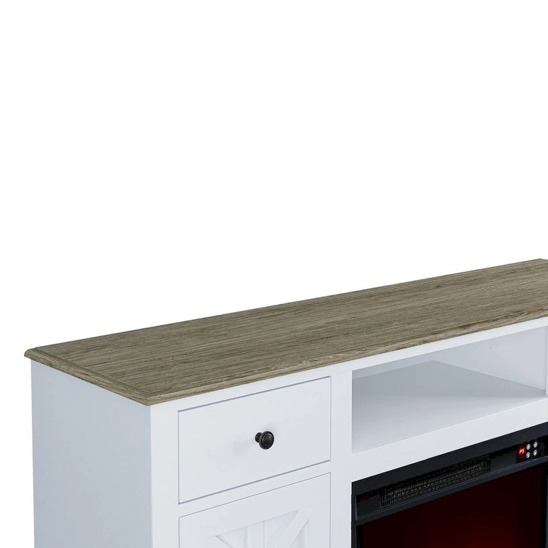 Meuble TV de ferme avec cheminée pour téléviseur jusqu'à 65 pouces - 60 po L x 33 po H x 15,5 po P