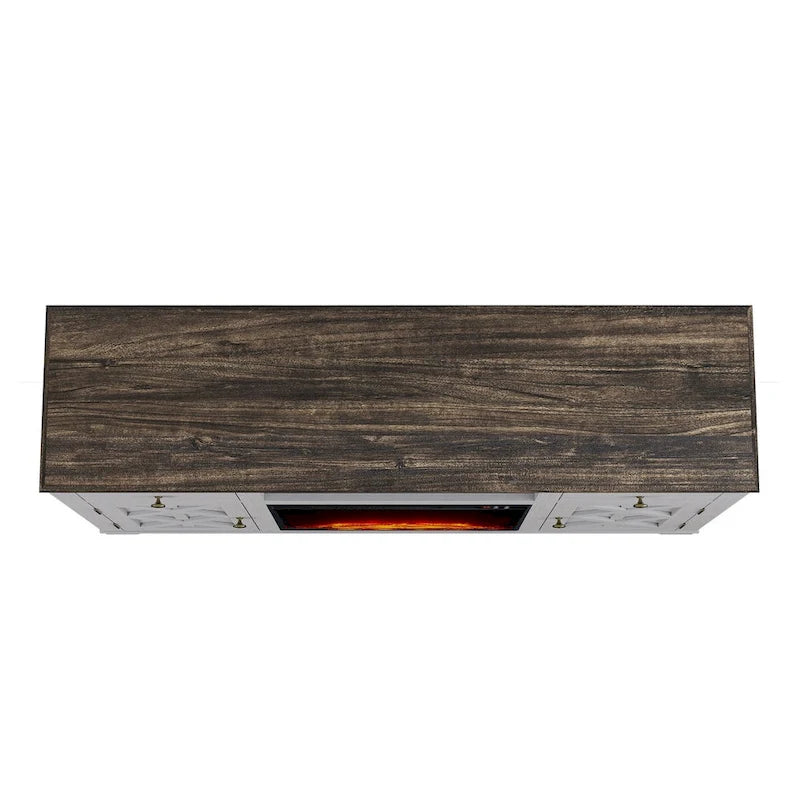 Meuble TV de ferme avec cheminée pour téléviseur jusqu'à 65 pouces - 60 po L x 33 po H x 15,5 po P