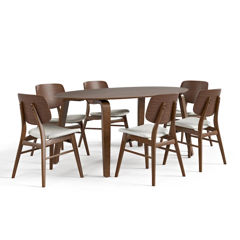 Beau I Table à manger ovale en noyer du milieu du siècle