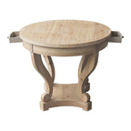 Table à manger ronde de petite taille style ferme avec pieds courbés - Bois naturel