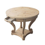 Table à manger ronde de petite taille style ferme avec pieds courbés - Bois naturel