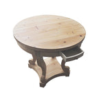 Table à manger ronde de petite taille style ferme avec pieds courbés - Bois naturel