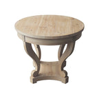 Table à manger ronde de petite taille style ferme avec pieds courbés - Bois naturel