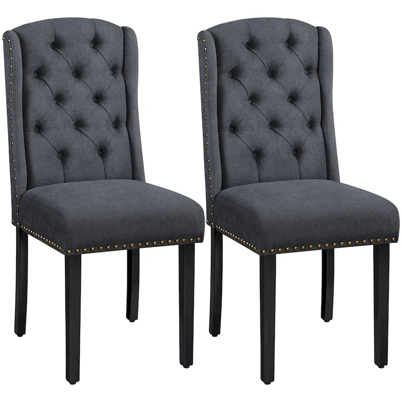 Chaise de salle à manger capitonnée avec garniture cloutée