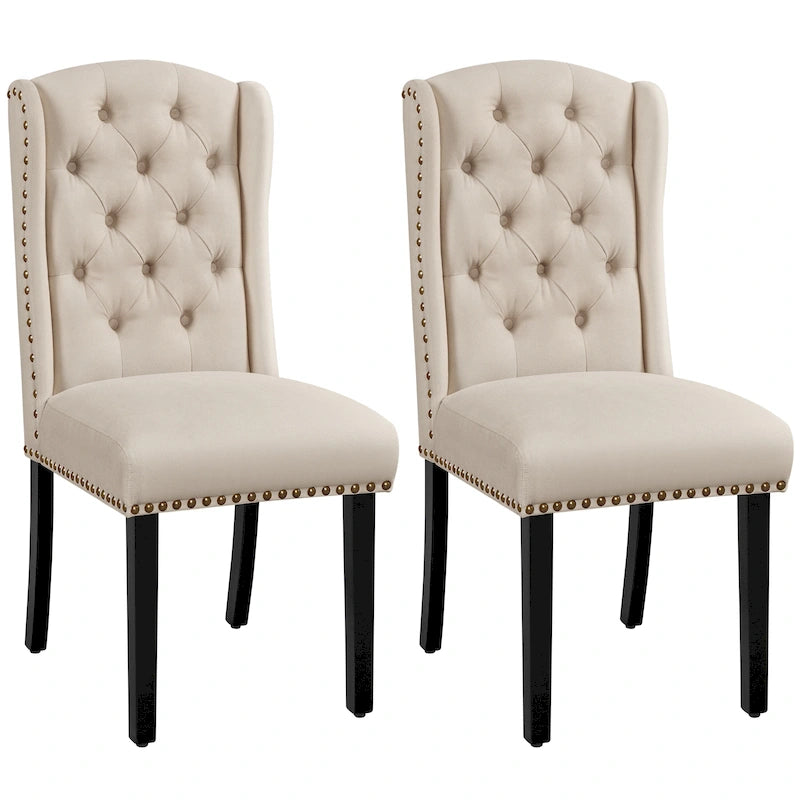 Chaise de salle à manger capitonnée avec garniture cloutée