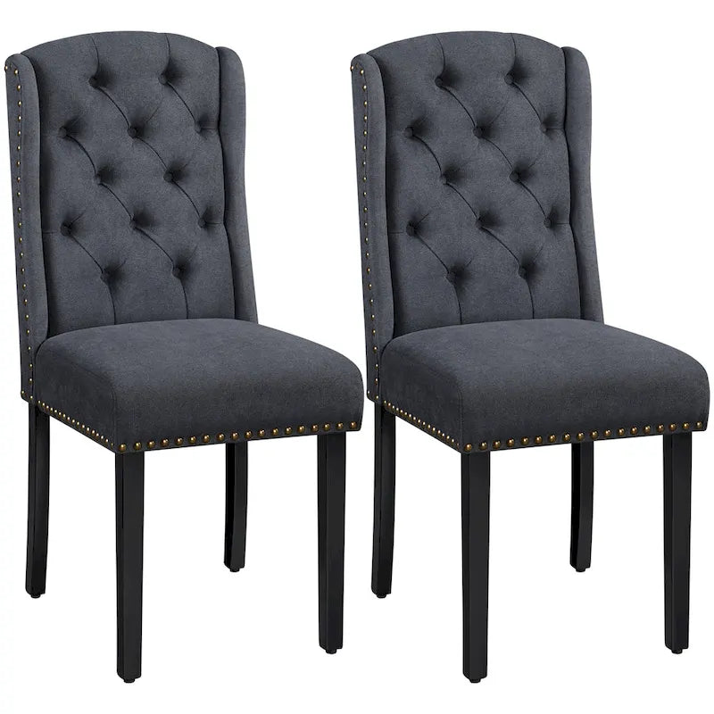 Chaise de salle à manger capitonnée avec garniture cloutée