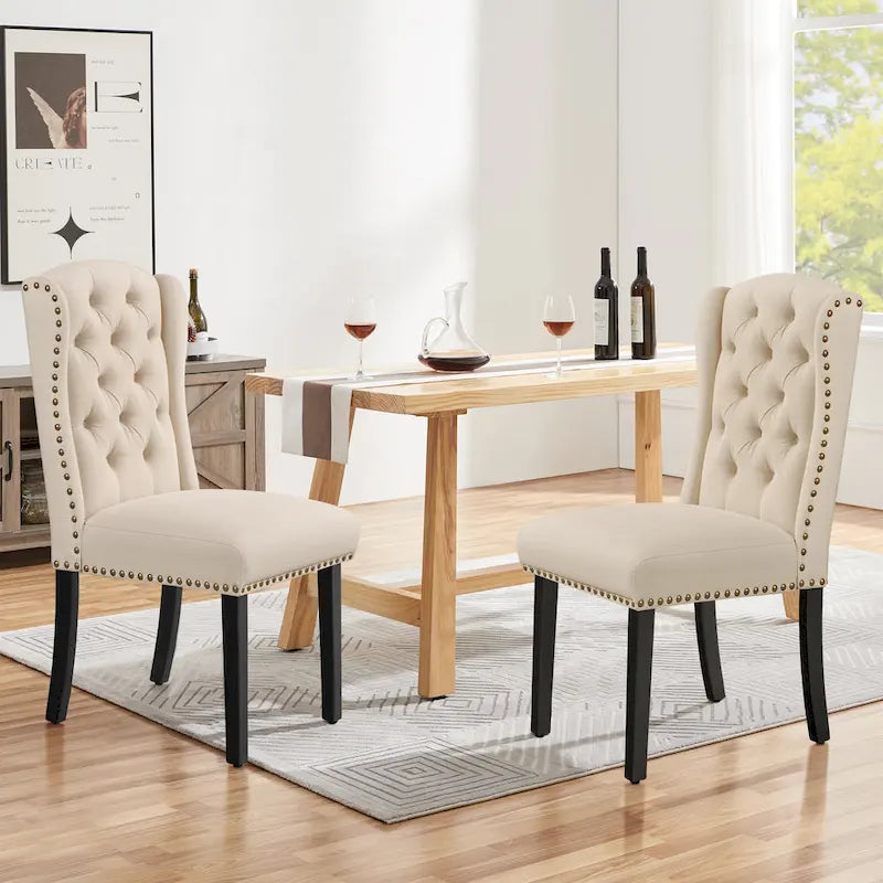 Chaise de salle à manger capitonnée avec garniture cloutée