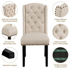 Chaise de salle à manger capitonnée avec garniture cloutée