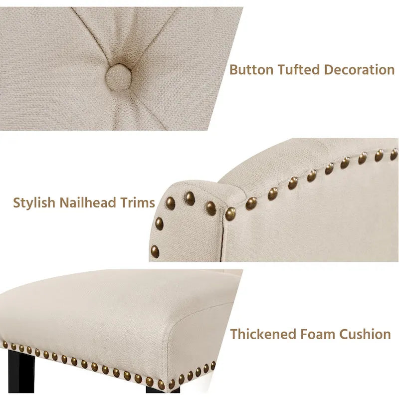 Chaise de salle à manger capitonnée avec garniture cloutée