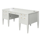 Bureau contemporain à semi-piédestal blanc