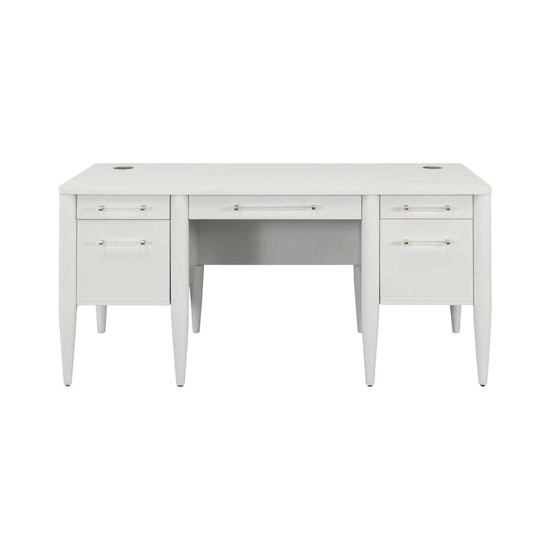 Bureau contemporain à semi-piédestal blanc