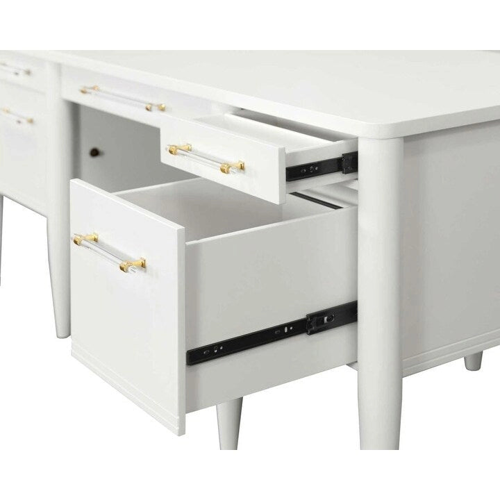 Bureau contemporain à semi-piédestal blanc
