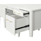 Bureau contemporain à semi-piédestal blanc