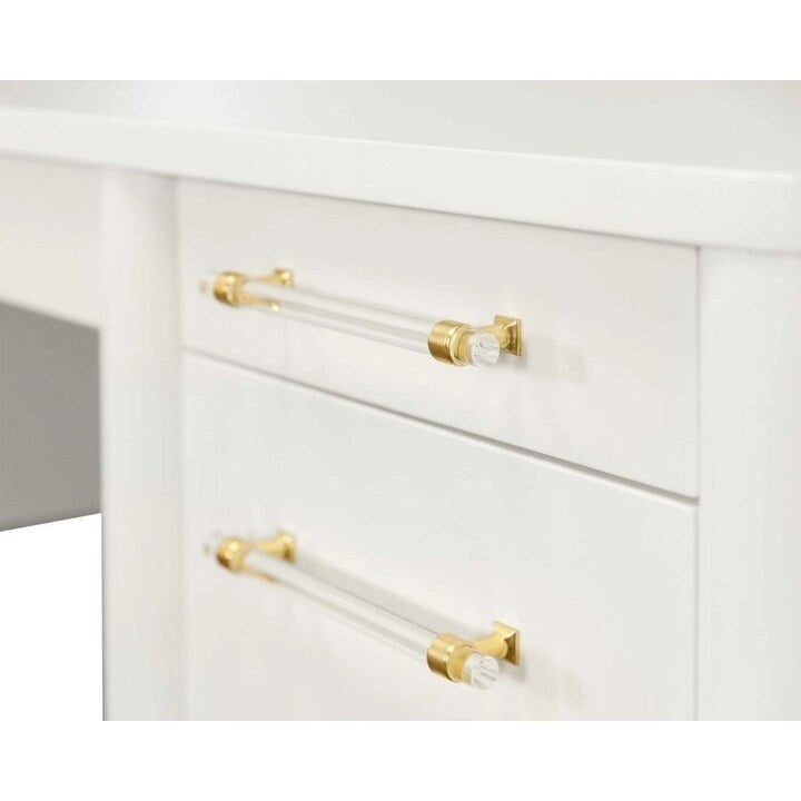 Bureau contemporain à semi-piédestal blanc