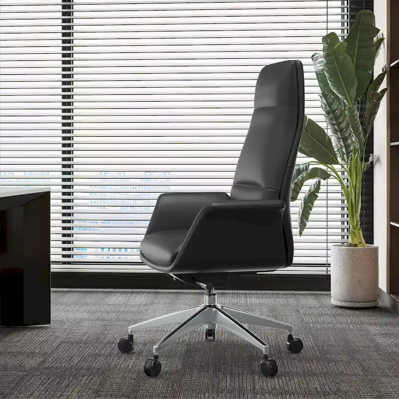 Fauteuil de bureau en cuir à dossier haut Summit avec pivot et inclinaison