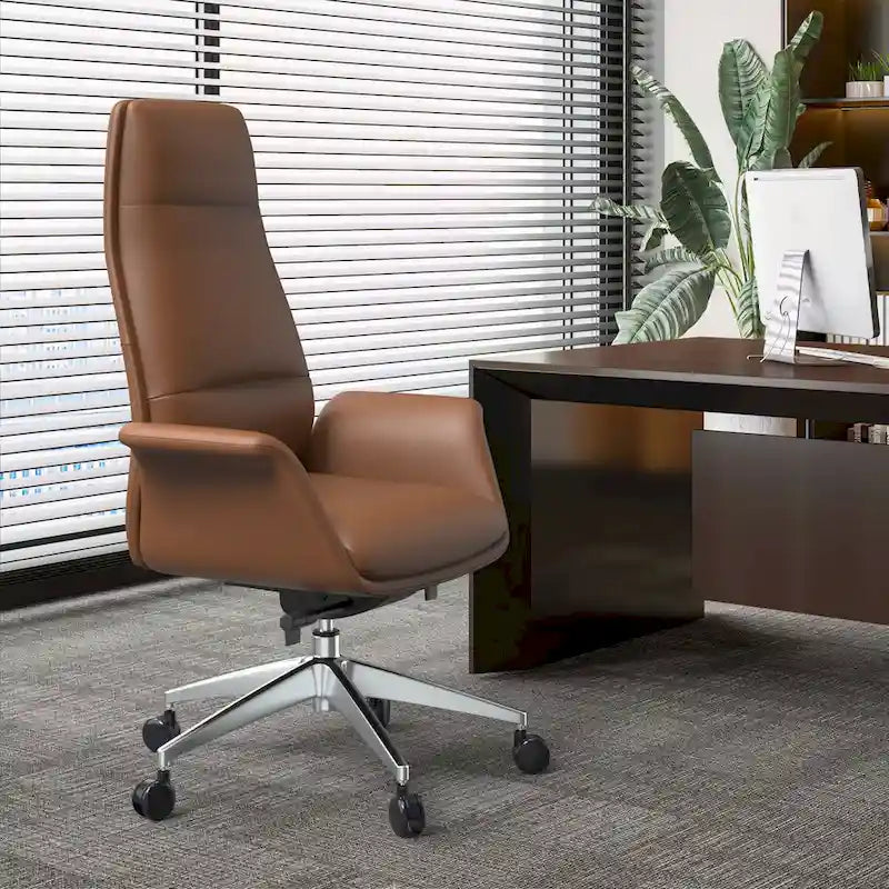 Fauteuil de bureau en cuir à dossier haut Summit avec pivot et inclinaison