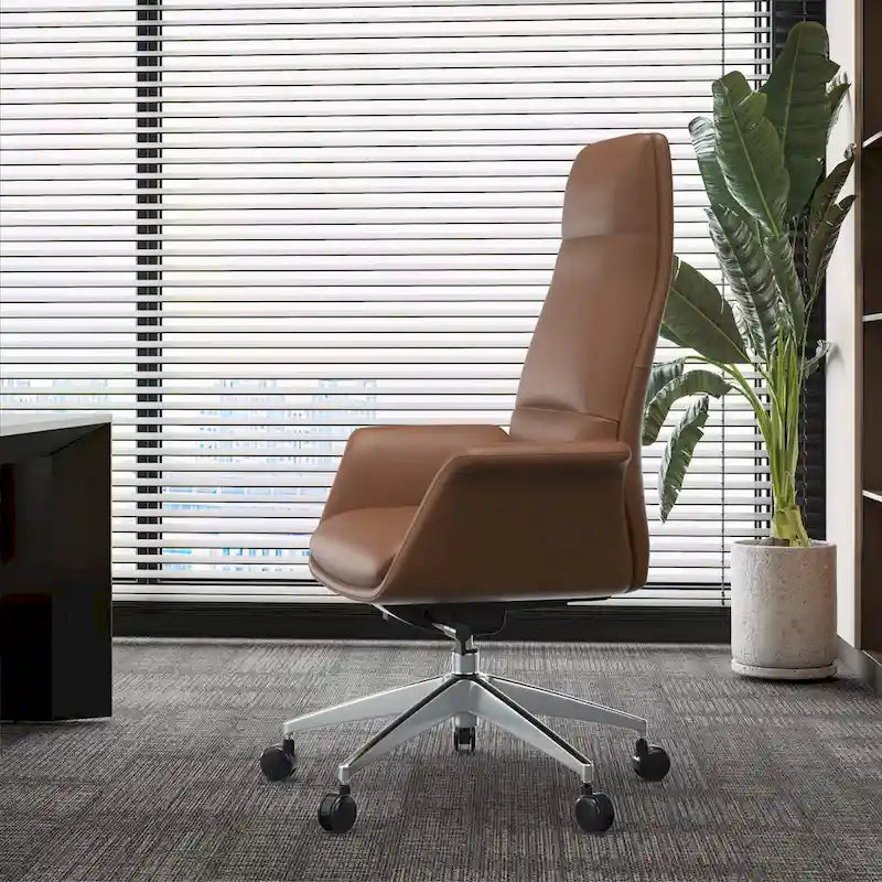 Fauteuil de bureau en cuir à dossier haut Summit avec pivot et inclinaison