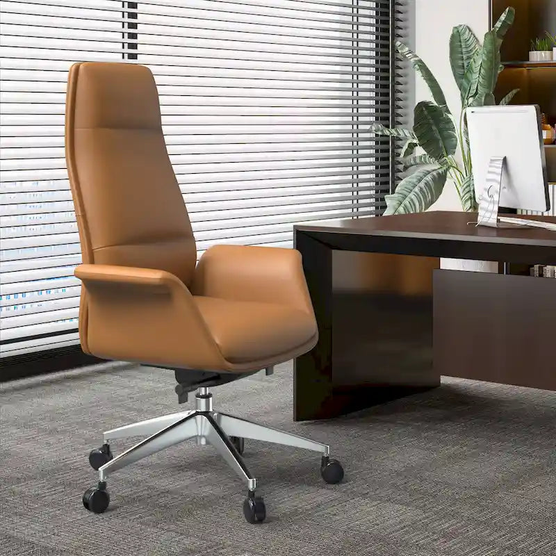 Fauteuil de bureau en cuir à dossier haut Summit avec pivot et inclinaison