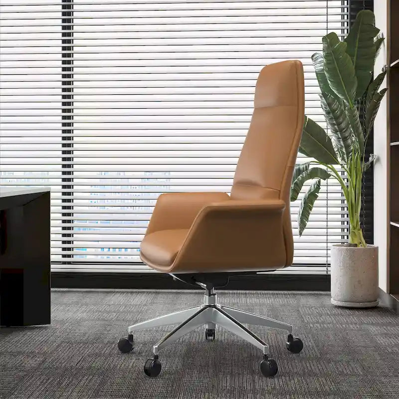 Fauteuil de bureau en cuir à dossier haut Summit avec pivot et inclinaison