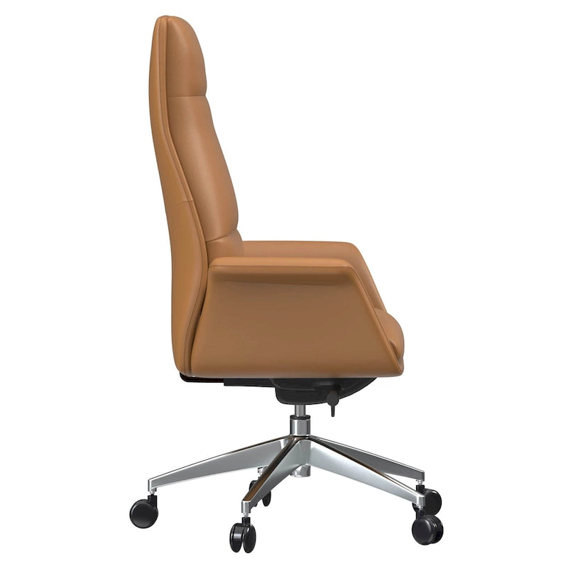 Fauteuil de bureau en cuir à dossier haut Summit avec pivot et inclinaison