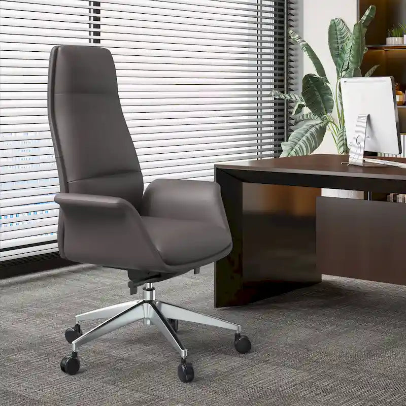 Fauteuil de bureau en cuir à dossier haut Summit avec pivot et inclinaison