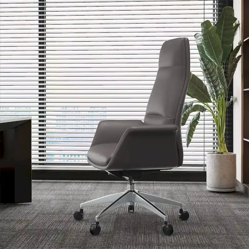 Fauteuil de bureau en cuir à dossier haut Summit avec pivot et inclinaison