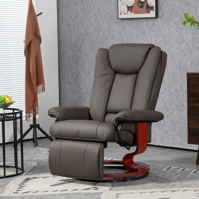 Fauteuil inclinable pivotant HOMCOM en cuir PU pour salon, avec repose-pieds