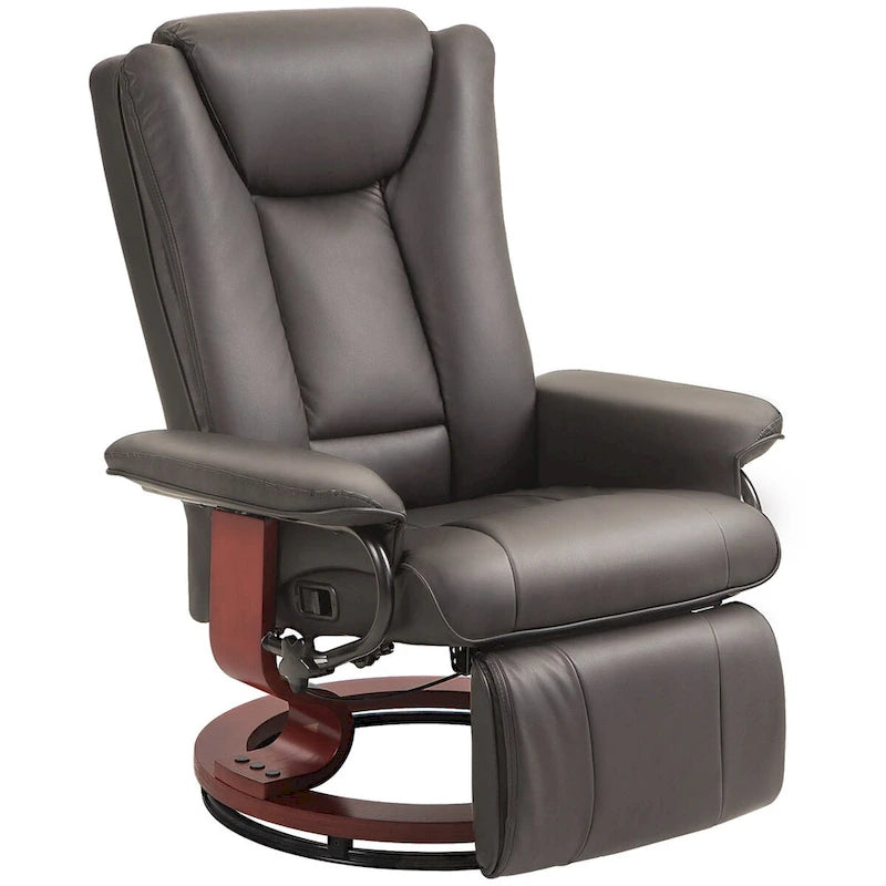 Fauteuil inclinable pivotant HOMCOM en cuir PU pour salon, avec repose-pieds