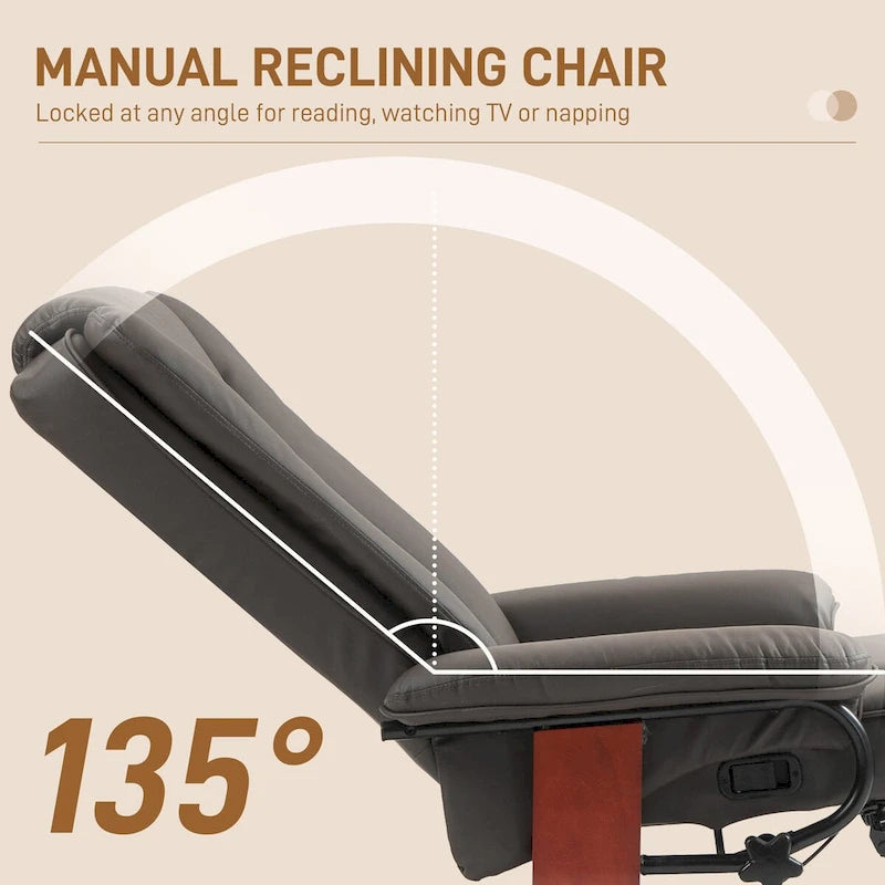 Fauteuil inclinable pivotant HOMCOM en cuir PU pour salon, avec repose-pieds