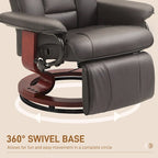 Fauteuil inclinable pivotant HOMCOM en cuir PU pour salon, avec repose-pieds